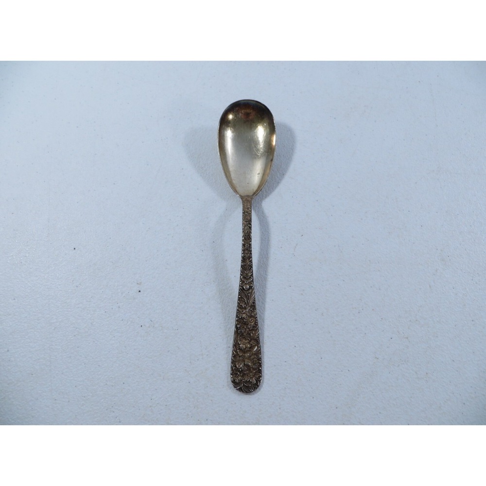 Antique S. Kirk & Son Inc Repousse Sterling Silver Serving Spoon 8.5" 62 Gram